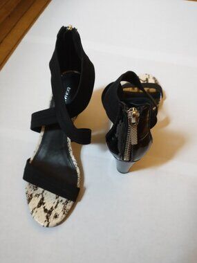 Black And Animal Print Sandal